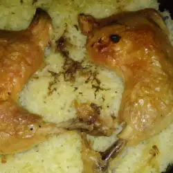 Arroz al horno con muslos de pollo