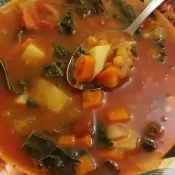 Sopa vegana con puré de tomate