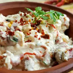 Ensalada de yogur colado con pimientos asados