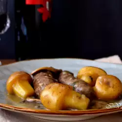 Longanizas con champiñones y patatas