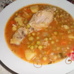 Pollo con guisantes en olla a presión