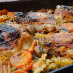 Pollo al horno con muchas verduras