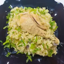 Muslos de pollo con champiñones y arroz