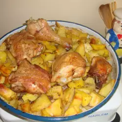 Pollo con patatas y aceite de girasol