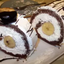 Brazo de gitano de chocolate con nata