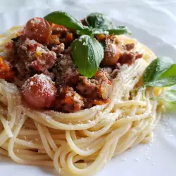 Espaguetis con carne picada de ternera y tomates