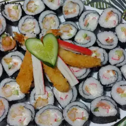 Sushi con palitos de cangrejo