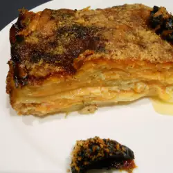 Gratinado de patata con boniato y quesos