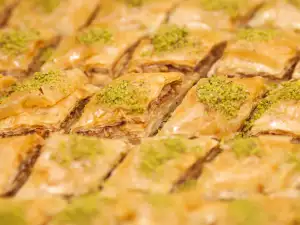 Baclava turco con pistachos