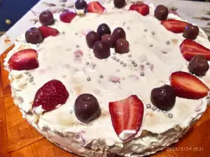 Tarta de galletas con queso crema y frutas