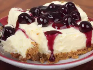 Tarta de queso con dulce de arándanos