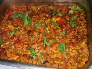 Judías mungo al horno con champiñones y tomates