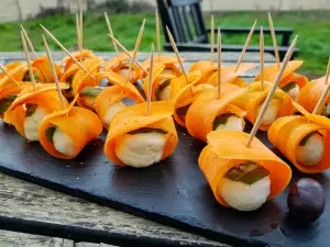 Aperitivo de zanahorias con mousse de mozzarella