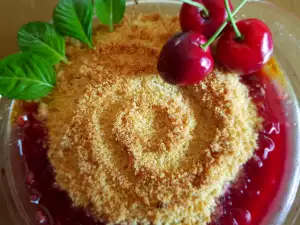 Crumble de cerezas con un toque de naranja