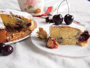 Pastel de cerezas y semillas de amapola