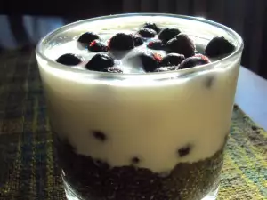 Gelatina de chía con yogur y aronia