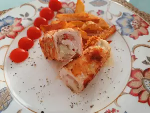 Rollitos de pollo con bacon y champiñones