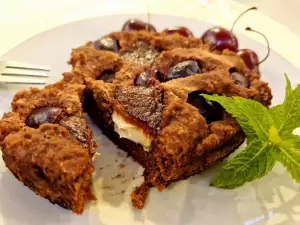 Postre de chocolate y cereza para enamorados