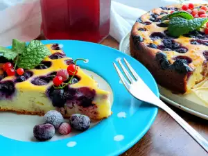 Tarta de requesón y arándanos