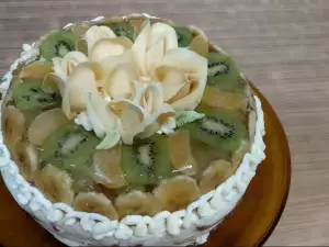 Pastel casero de gelatina con frutas