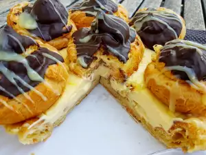 Tarta Éclair con Crème Brûlée y chocolate