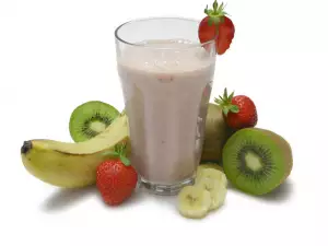 Batido de chocolate con trocitos de plátano