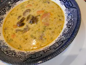 Sopa de champiñones con zanahorias y cebolla