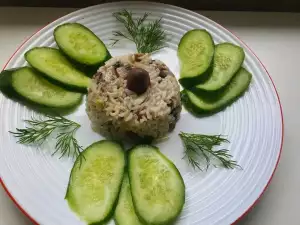 Champiñones con arroz al horno