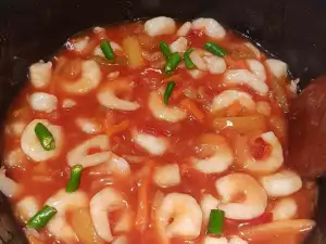 Sopa fría de tomate con gambas