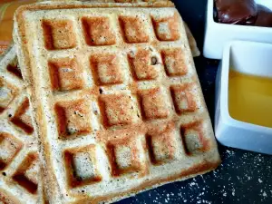 Gofres con nata y copos de avena