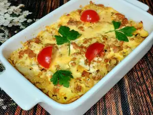 Moussaka keto con carne picada y coliflor