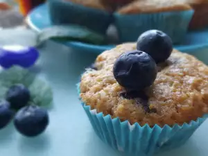 Muffins americanos con arándanos y leche