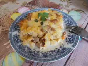 Macarrones gratinados con carne y queso