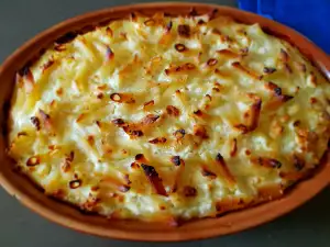 Macarrones dulces con queso al horno