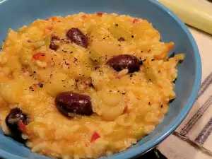 Arroz con puerros y aceitunas