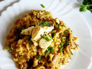 Risotto de champiñones con vino blanco