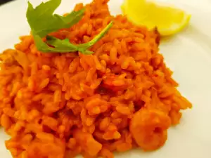 Arroz con tomate y gambas