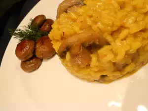 Arroz con champiñones al azafrán