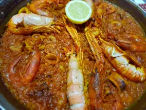 Arroz con gambas y verduras