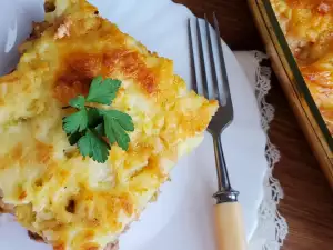 Gratinado de carne, patatas y mozzarella