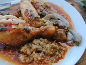 Pollo al horno con relleno de champiñones