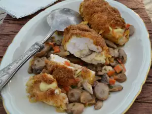 Pollo relleno de champiñones