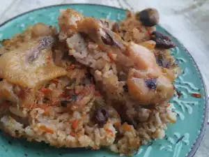 Arroz con bulgur y jamoncitos de pollo