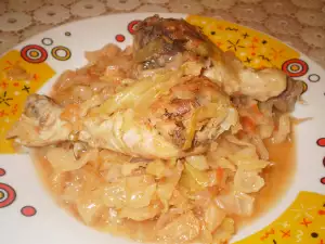 Pollo con col al horno