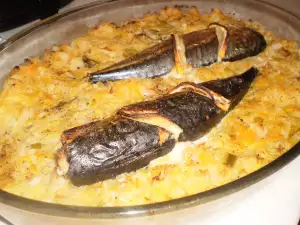 Pescado con chucrut y arroz