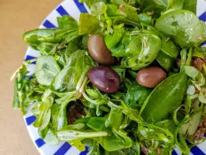 Ensalada fresca de canónigos, rúcula y espinacas baby