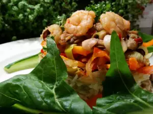 Arroz saludable con mariscos y verduras