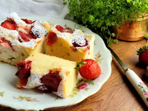 Pastel de ricotta y fresas