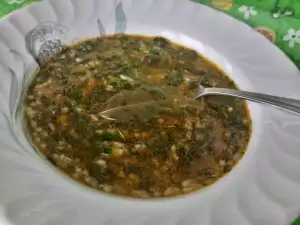 Sopa de espinacas con arroz y zanahorias