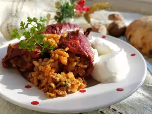 Pimientos rellenos de arroz y carne picada